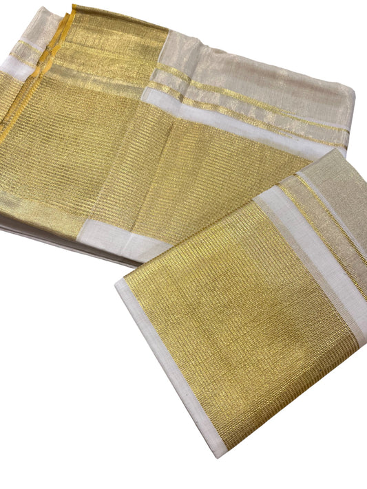 Southloom Premium Balaramapuram Handloom Set Mundu with Gold Lines Design on Kara