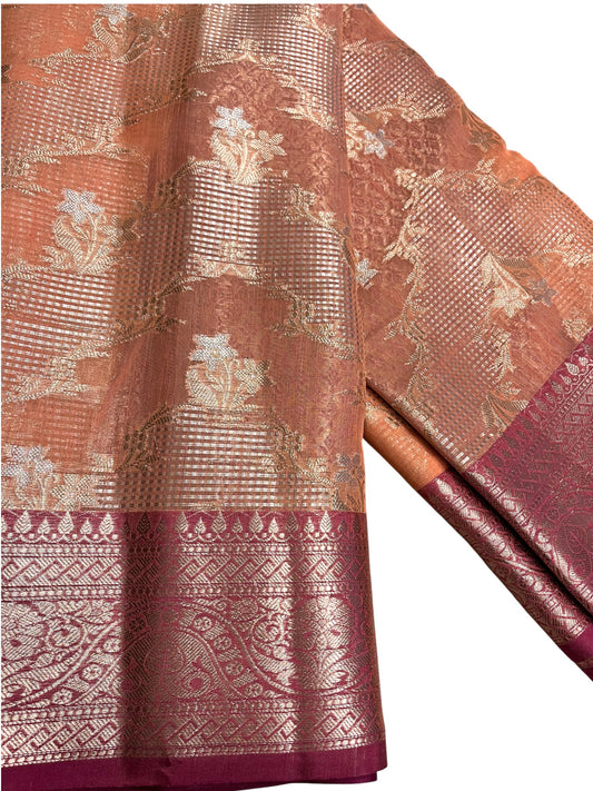 Southloom Tissue Banarasi Silk Saree with Woven Work on Body and Borders