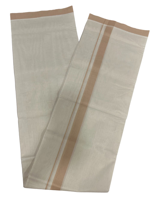 Southloom Premium Handloom Cotton Double Mundu with Beige Border