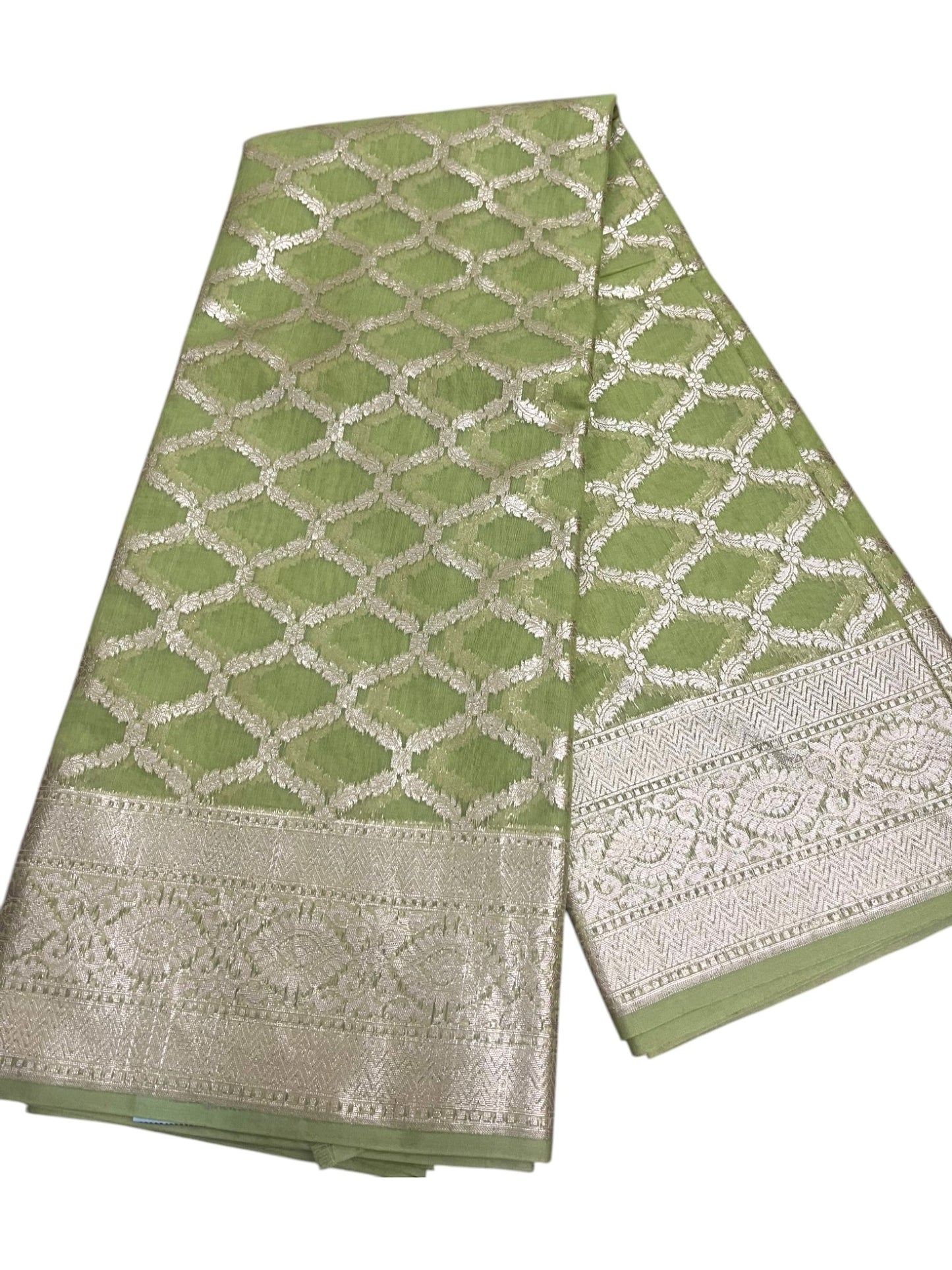 Southloom Cotton Banarasi Silk Saree with Woven Work on Body and Borders (Yellow)