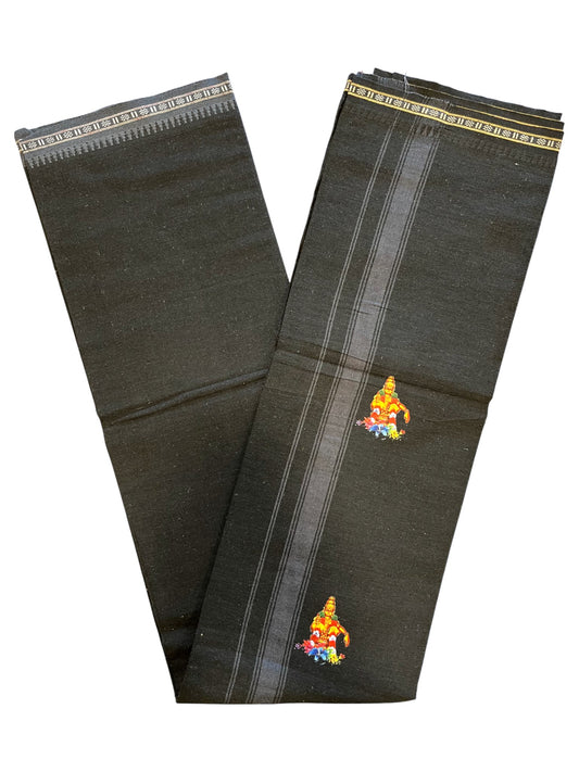 Southloom Black Printed Ayyapan Single Mundu / Otta Mundu  (South Indian Kerala Dhoti)