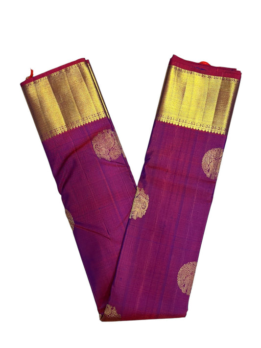 Southloom Premium Bridal Handloom Kanchipuram Silk Saree With Butta Works (Magenta)