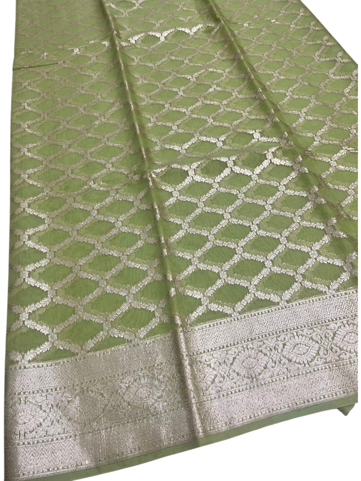 Southloom Cotton Banarasi Silk Saree with Woven Work on Body and Borders (Yellow)