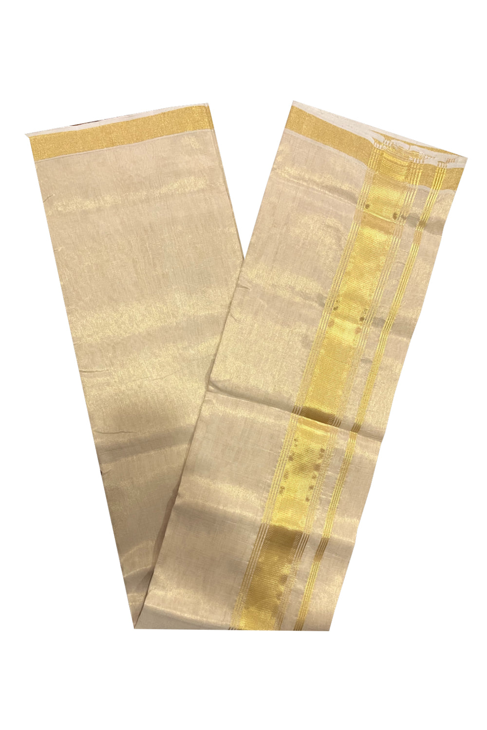 Southloom Super Premium Balaramapuram Handloom Tissue Wedding Mundu with Kasavu Design Border (South Indian Kerala Dhoti)