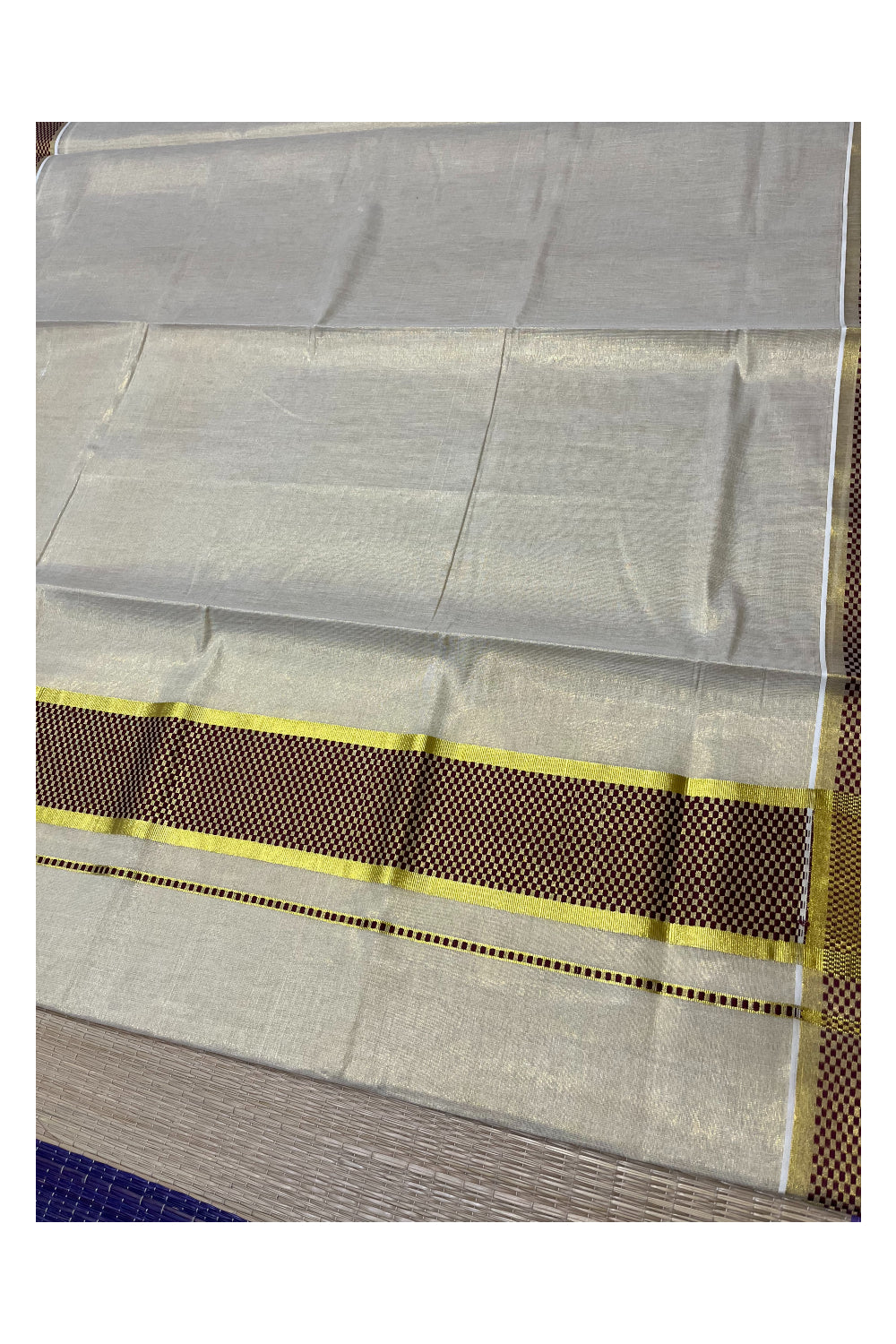 Kerala Kasavu Tissue Saree with Brown Paa Neythu Border