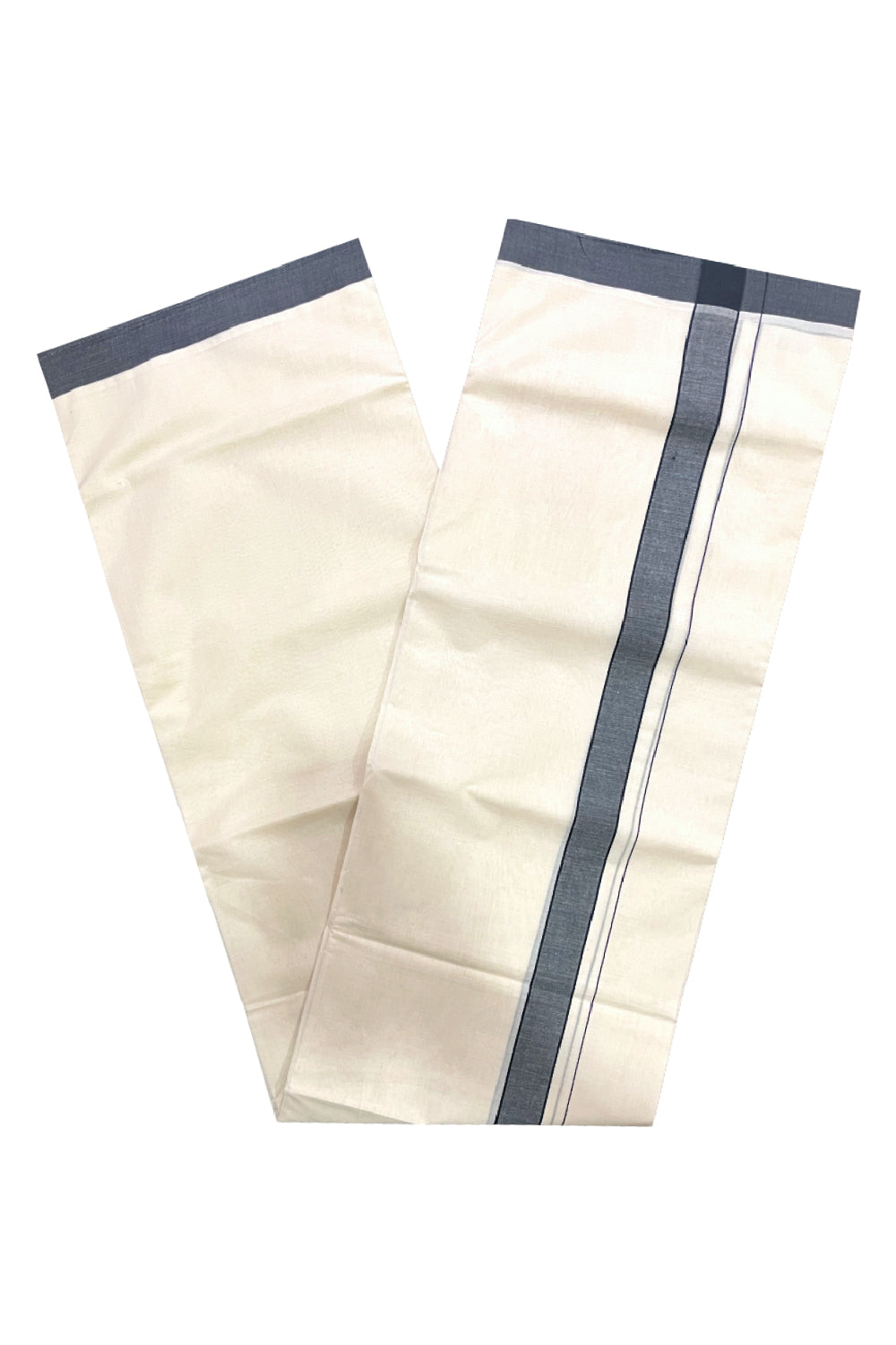 Pure Cotton 100x100 Double Mundu with Black Border (South Indian Kerala Dhoti)