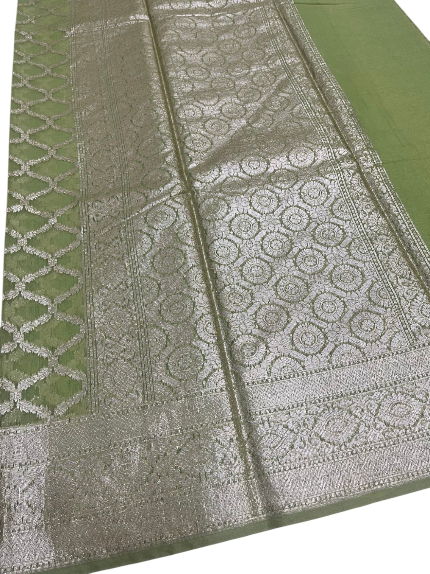 Southloom Cotton Banarasi Silk Saree with Woven Work on Body and Borders (Yellow)