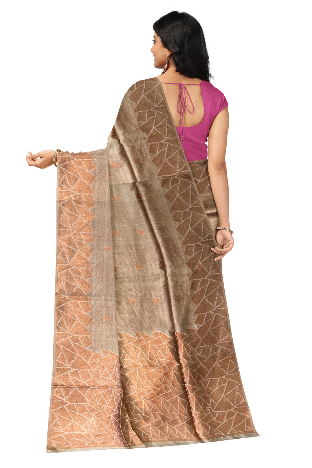 Southloom Semi Tussar Light Pink Copper Woven Designer Saree