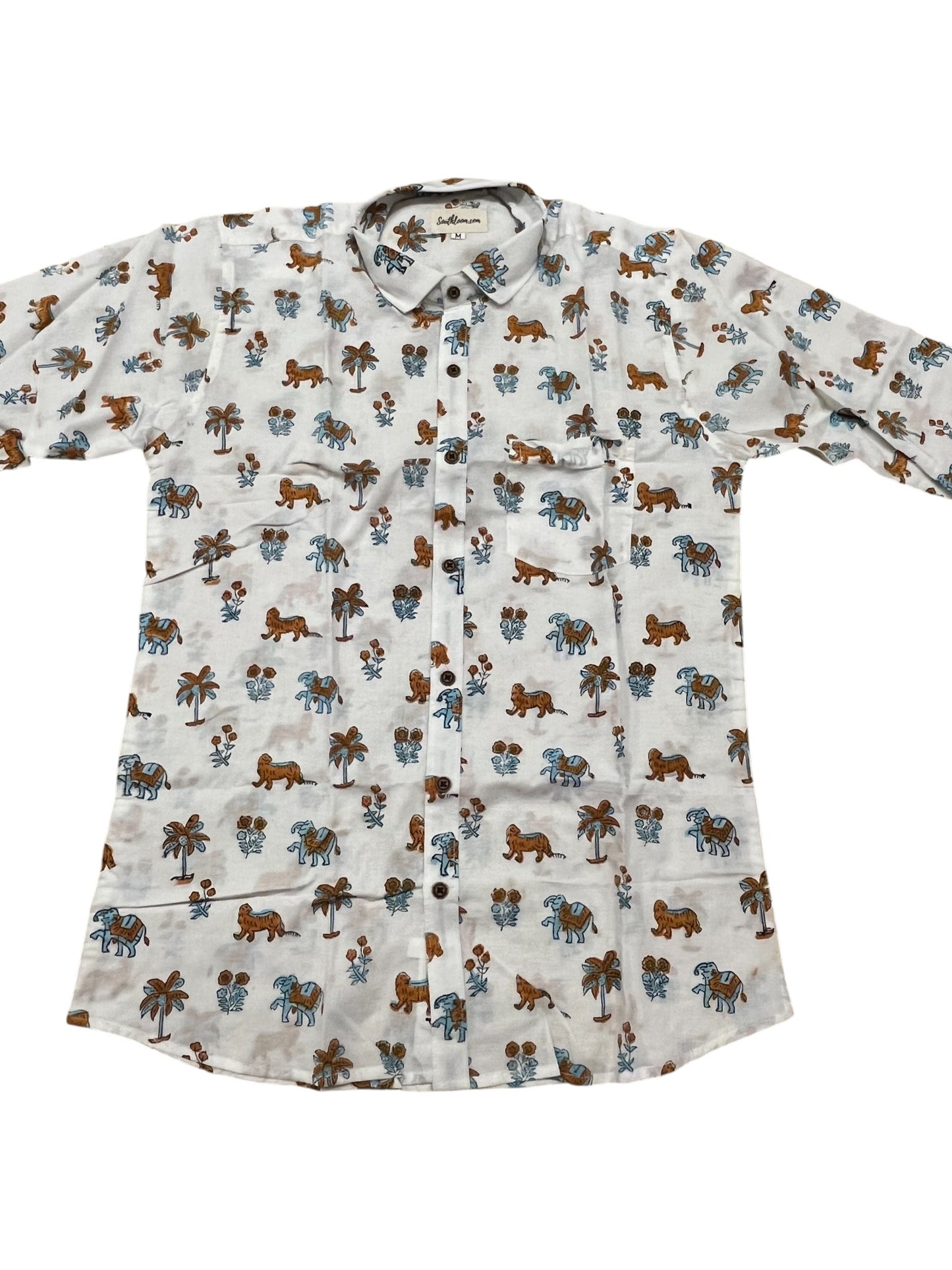 Southloom Jaipur Pure Cotton Block Printed Shirt for Men (Medium)