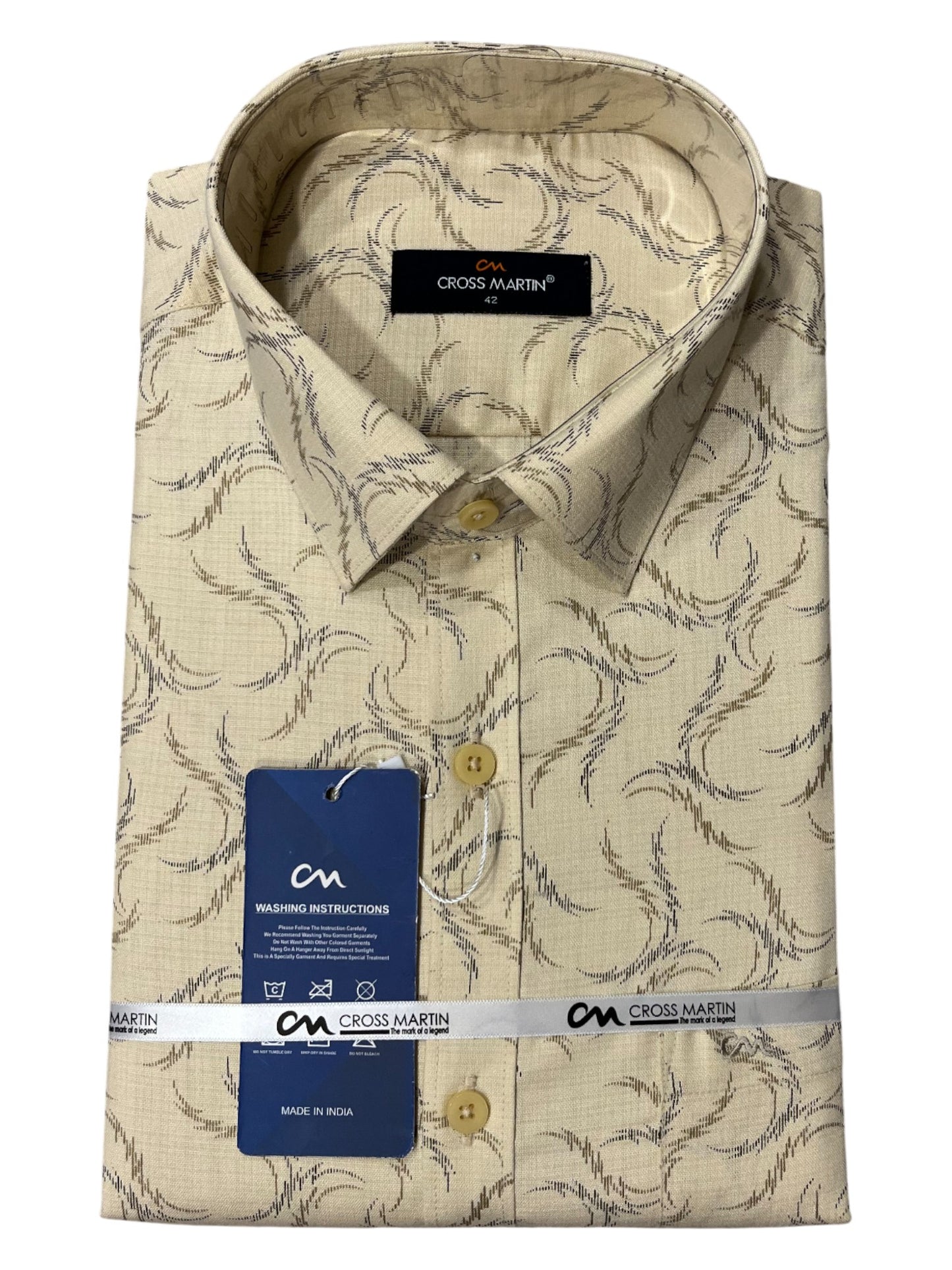 Southloom Pure Cotton Yellow Printed Shirt (XL FS)