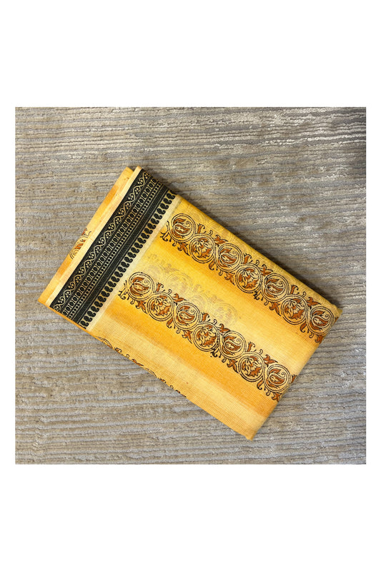 Southloom Cotton Kerala Kasavu Saree with Butta Works Across Body