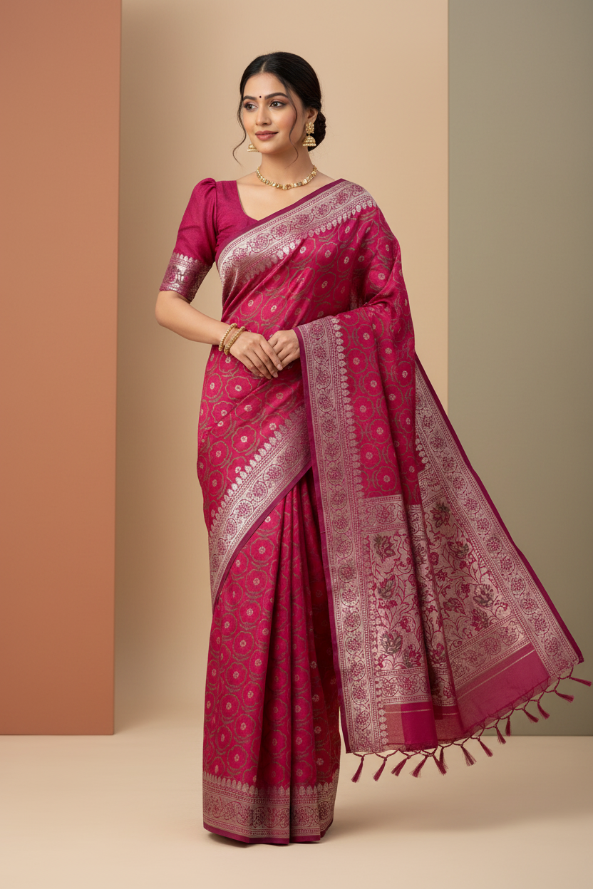 Southloom  Banarasi Silk Saree with Woven Work on Body and Borders