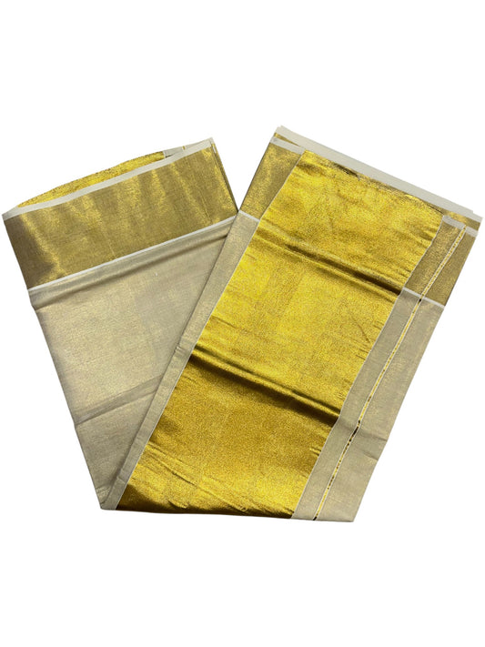 Southloom Kerala Tissue Kasavu Plain Saree With 10 Inch