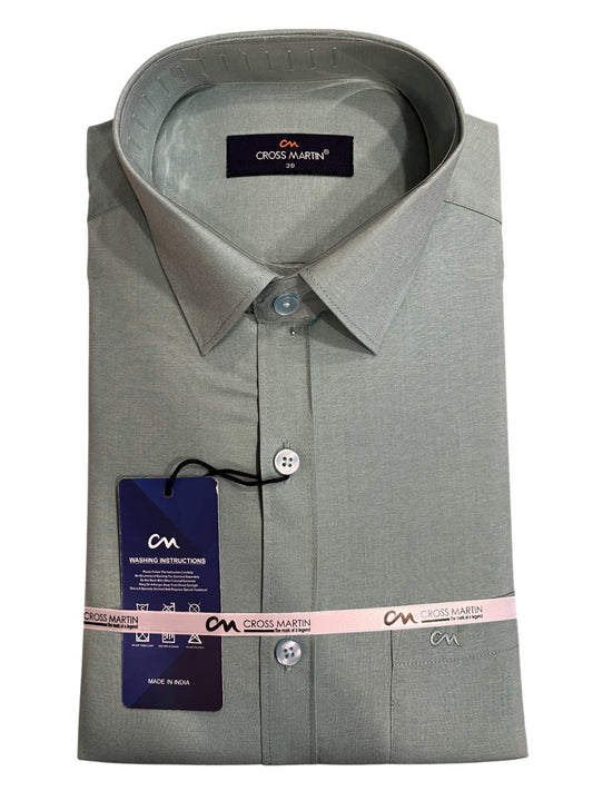 Southloom Pure Cotton Green Plain Shirt (38 FS)