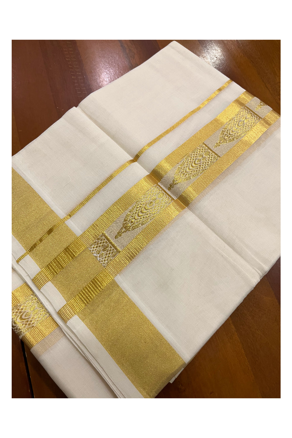 Southloom Premium Handloom Cotton Mundu with Kasavu Woven Design Border (Onam 2024 Collection)