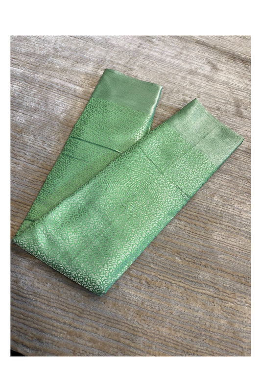 Southloom Banarasi Silver Zari Brocade Work Silk Saree in Green Pastel Shade