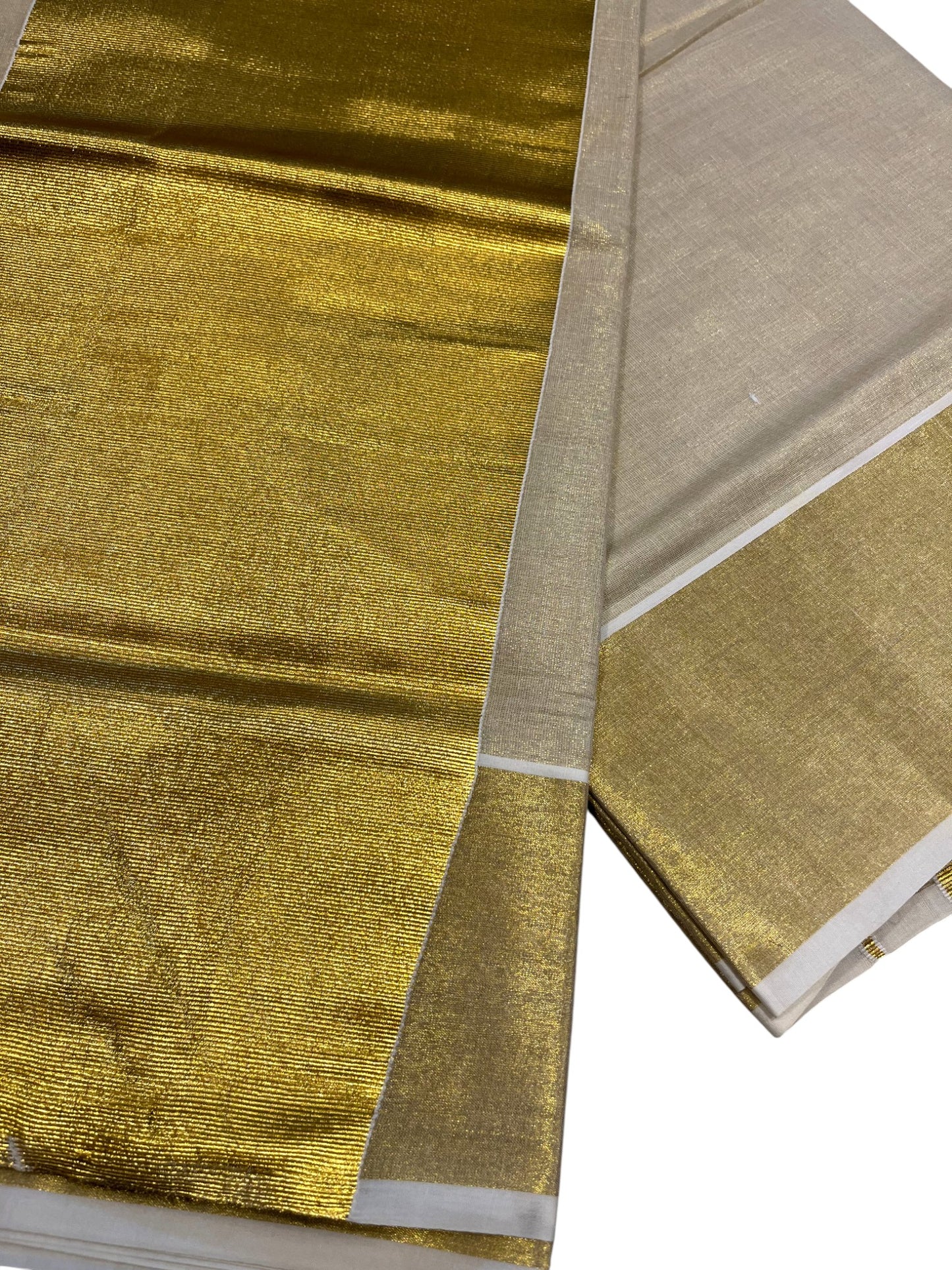 Southloom Kerala Tissue Kasavu Plain Saree With 10 Inch