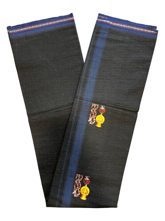 Southloom Black Printed Ayyapan Single Mundu / Otta Mundu  (South Indian Kerala Dhoti)