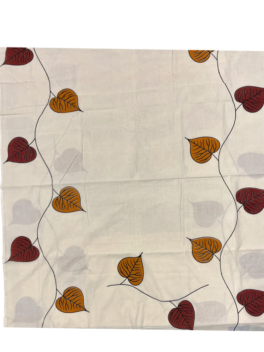 Southloom Kerala Cotton Saree with Leaf Digital Print on Borders