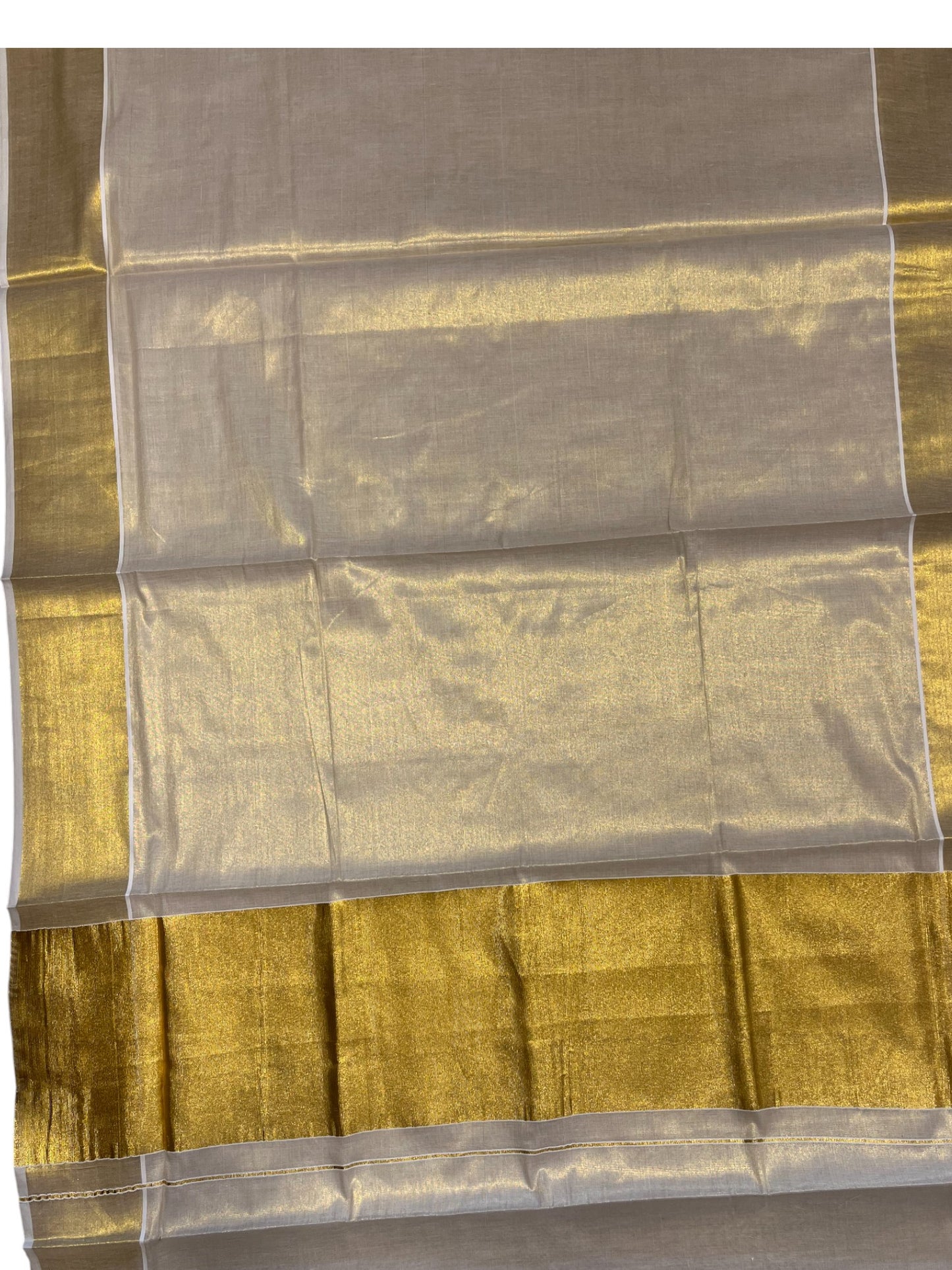 Southloom Kerala Tissue Kasavu Plain Saree With 10 Inch