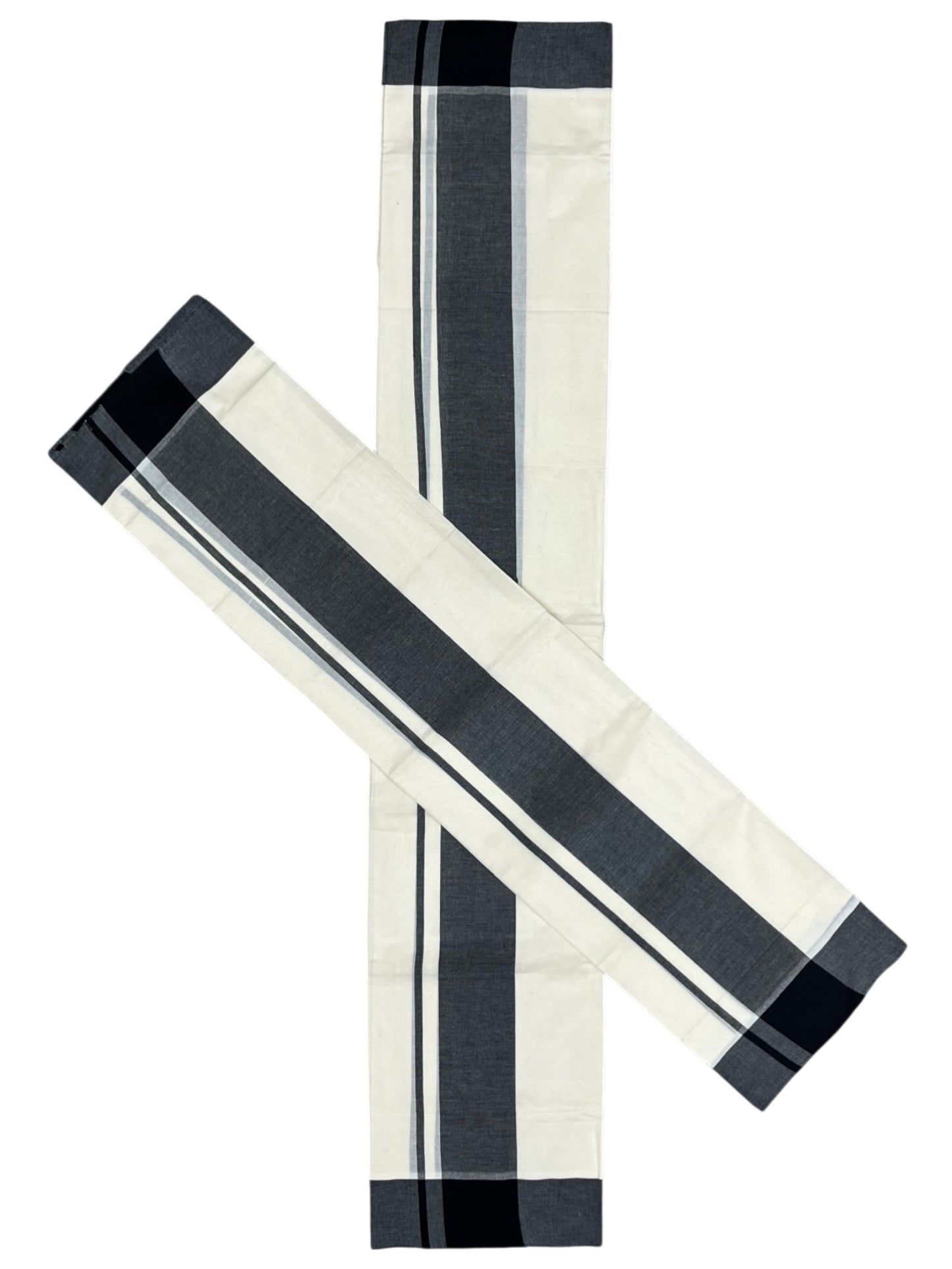 Southloom Pure Cotton Kerala Single Mulloth Set Mundu (Mundum Neriyathum) Black Border in 2.80 mtrs SL243