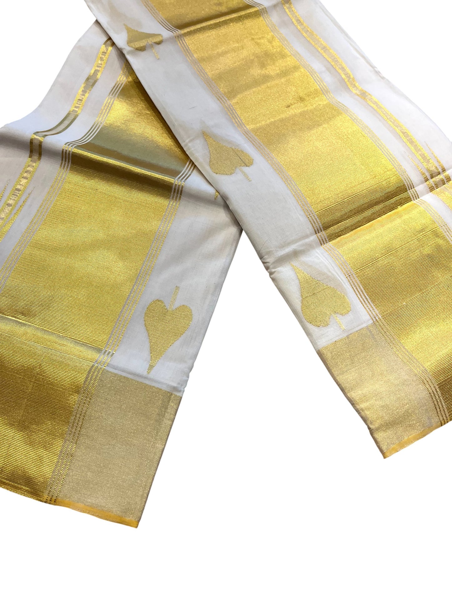 Southloom Super Premium Balaramapuram Handloom Pure Cotton Unakkupaavu Wedding Pudava Set Mundu With Big Aalila Woven Designs And Kasavu Lines Across Body