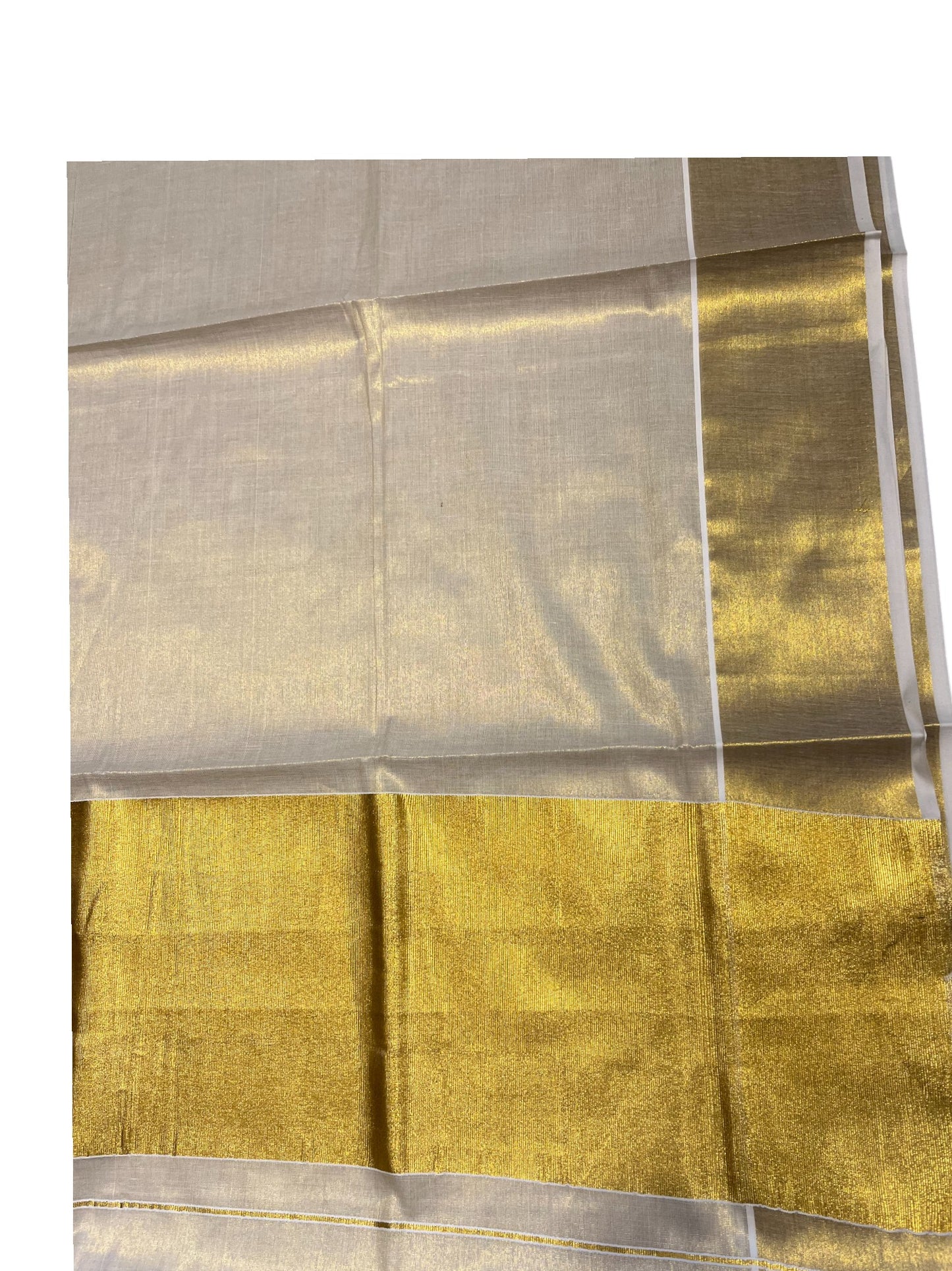 Southloom Kerala Tissue Kasavu Plain Saree With 10 Inch