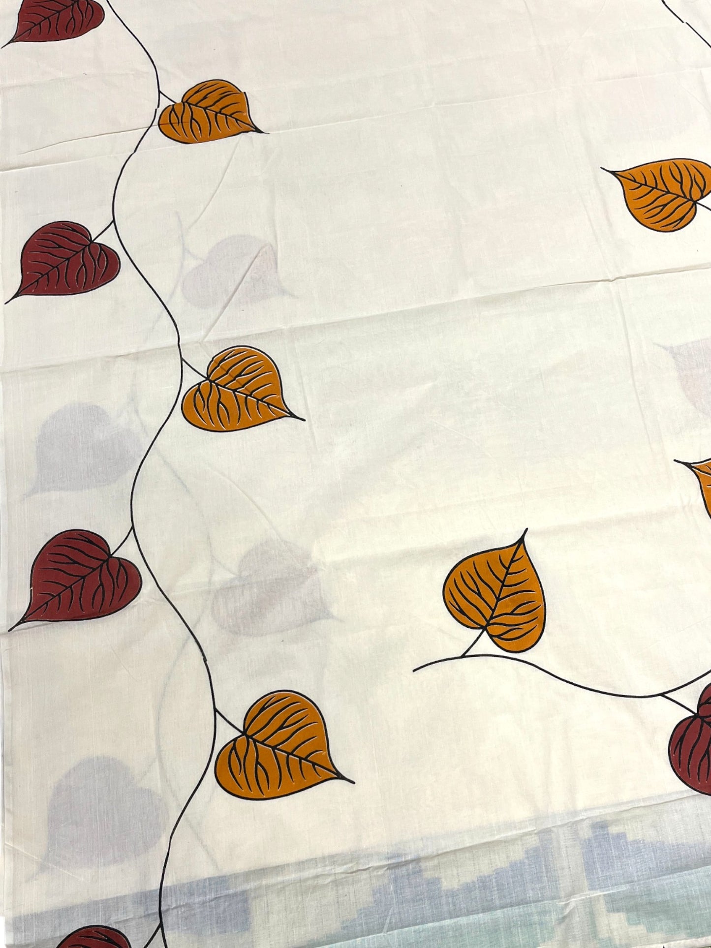 Southloom Kerala Cotton Saree with Leaf Digital Print on Borders