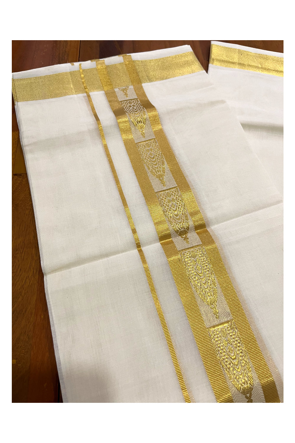 Southloom Premium Handloom Cotton Mundu with Kasavu Woven Design Border (Onam 2024 Collection)