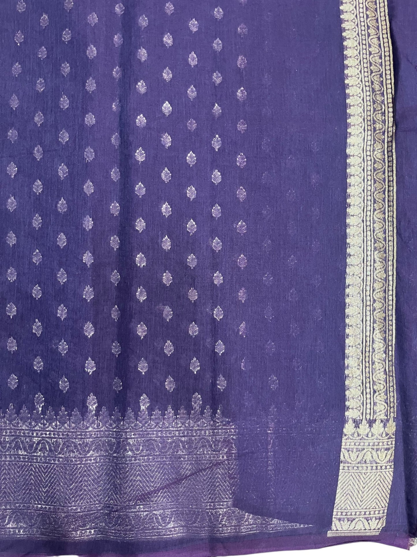 Southloom Cotton Banarasi Silk Saree with Woven Work on Body and Borders (Blue)