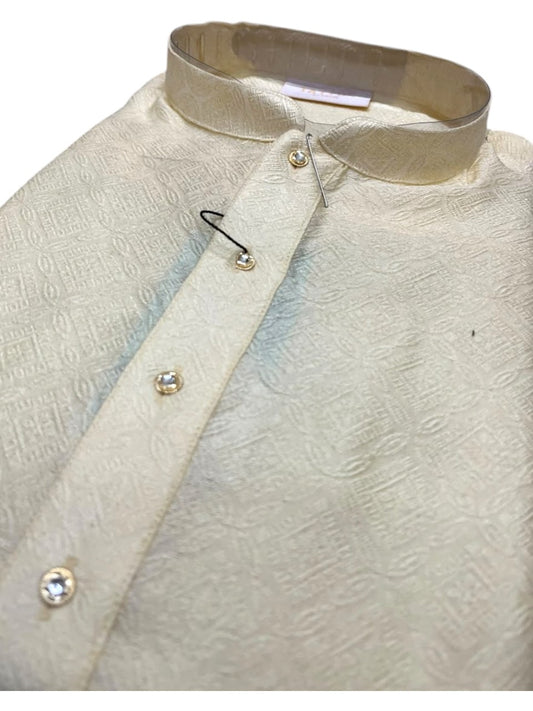 Southloom Yellow Woven Semi Silk Short Kurta for Men SL590