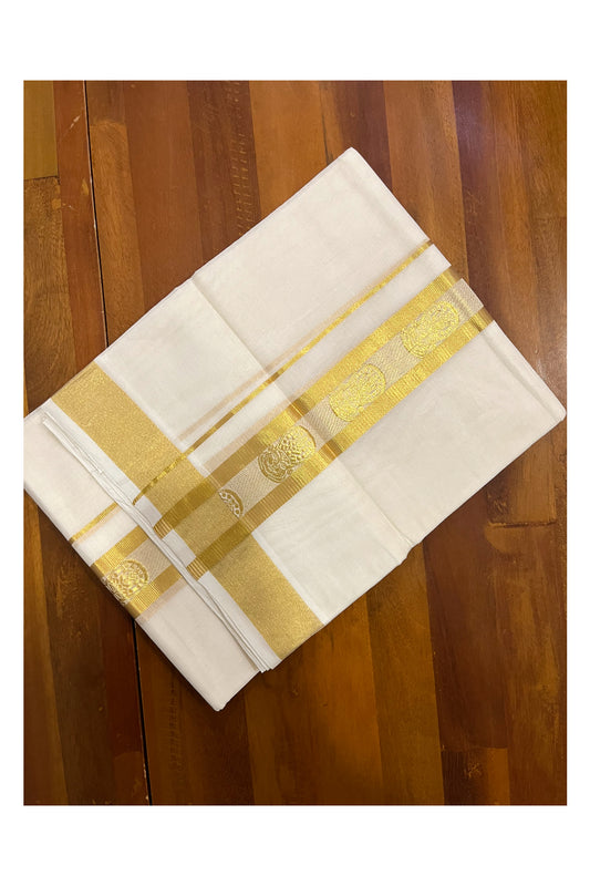 Southloom Premium Handloom Cotton Mundu with Kasavu Kathakali Woven Border