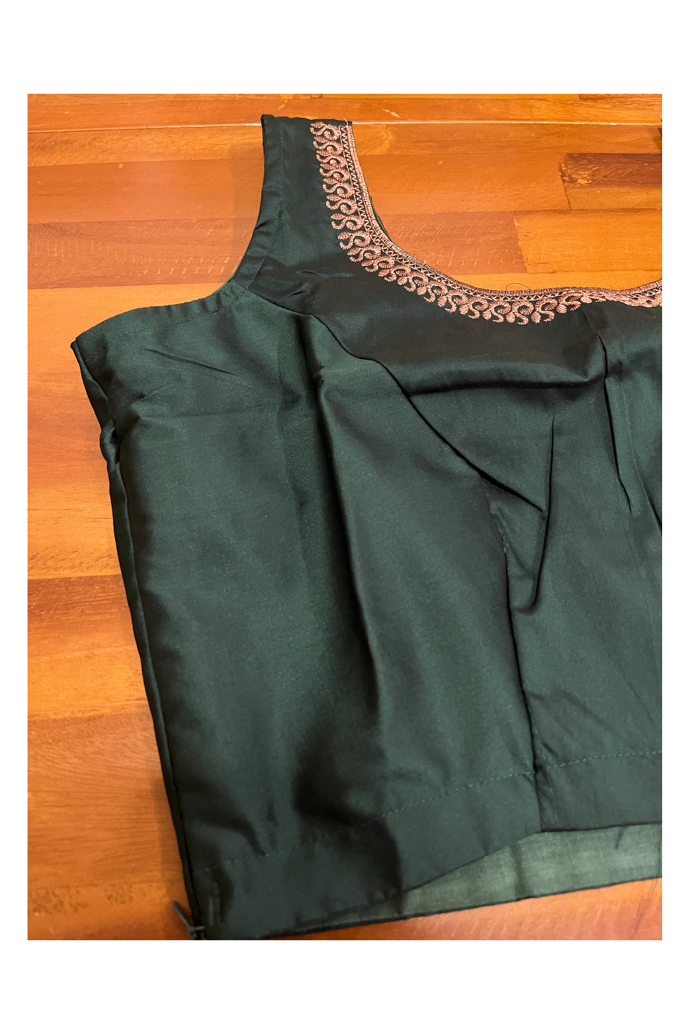 Southloom Semi Silk Dark Green Ready Made Blouse