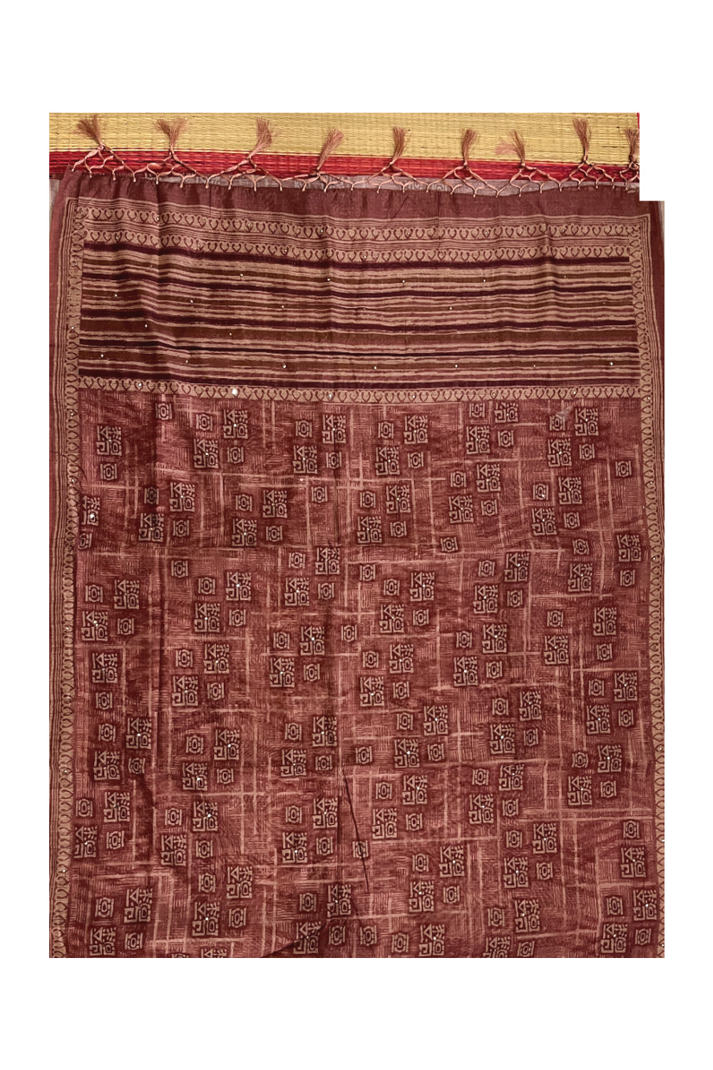 Southloom Art Silk Brown Saree with Designer Prints on Body