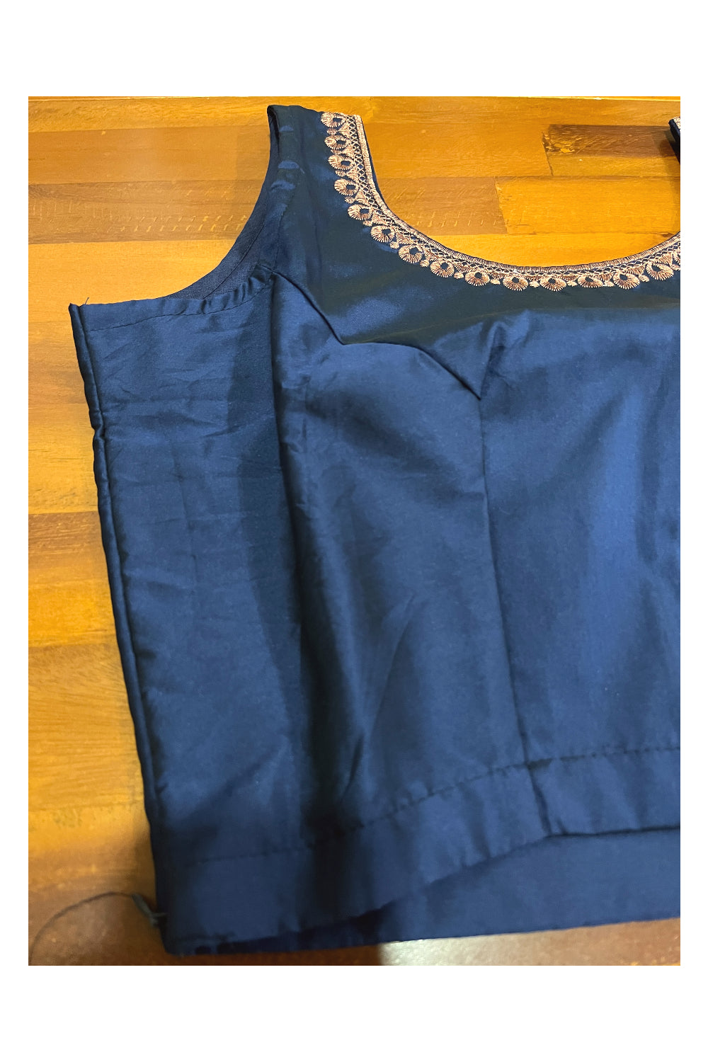 Southloom Semi Silk Navy Blue Ready Made Blouse