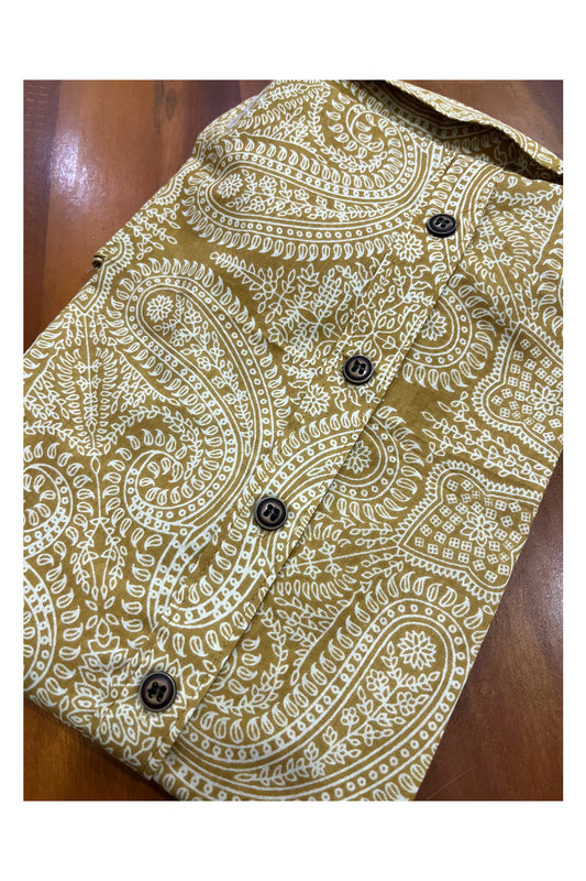 Southloom Jaipur Cotton Yellow Hand Block Printed Shirt For Kids (Half Sleeves)
