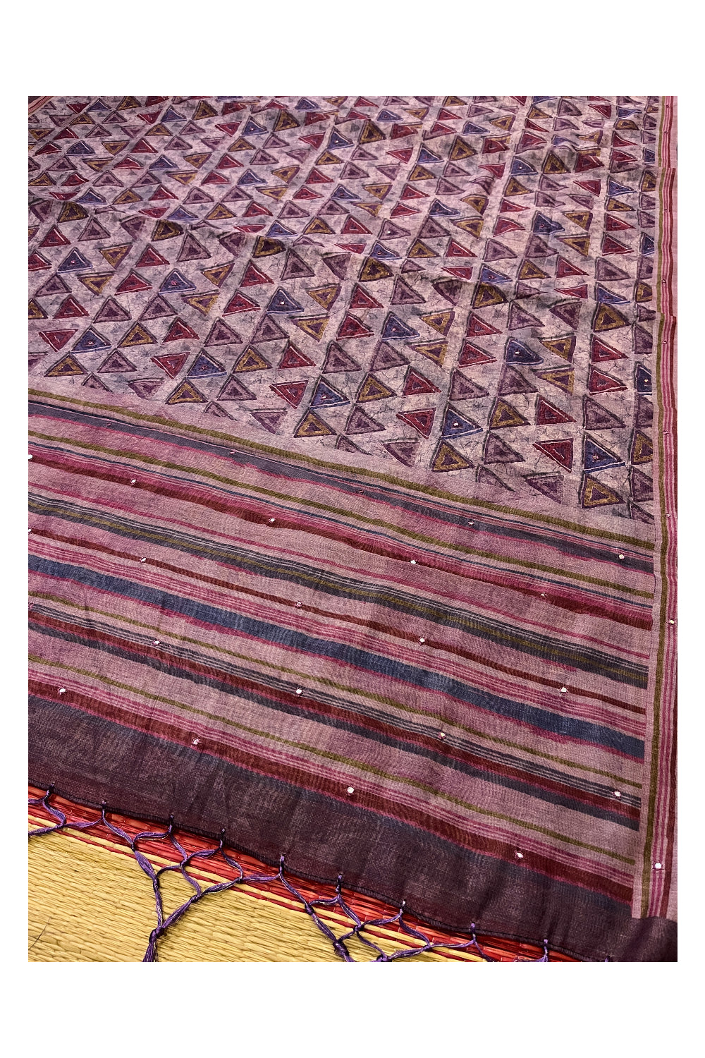 Southloom Art Silk Violet Saree with Designer Prints on Body