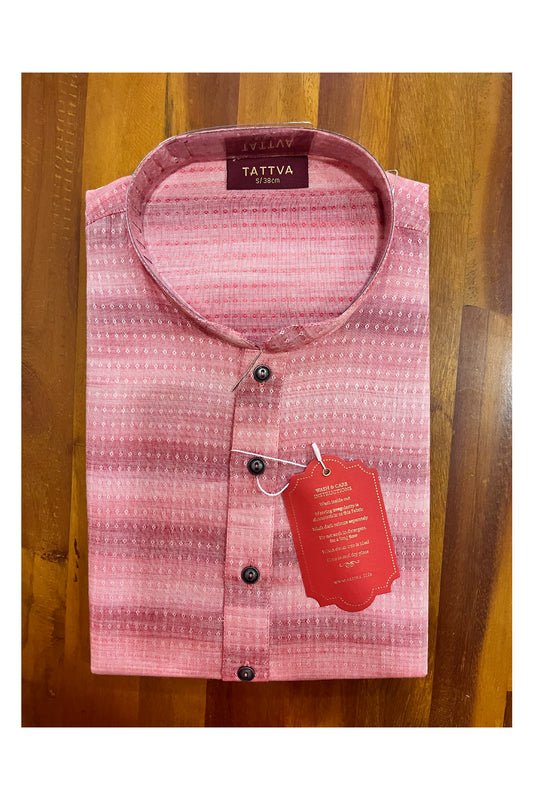 Southloom Pink Woven Designs Semi Silk Short Kurta for Men