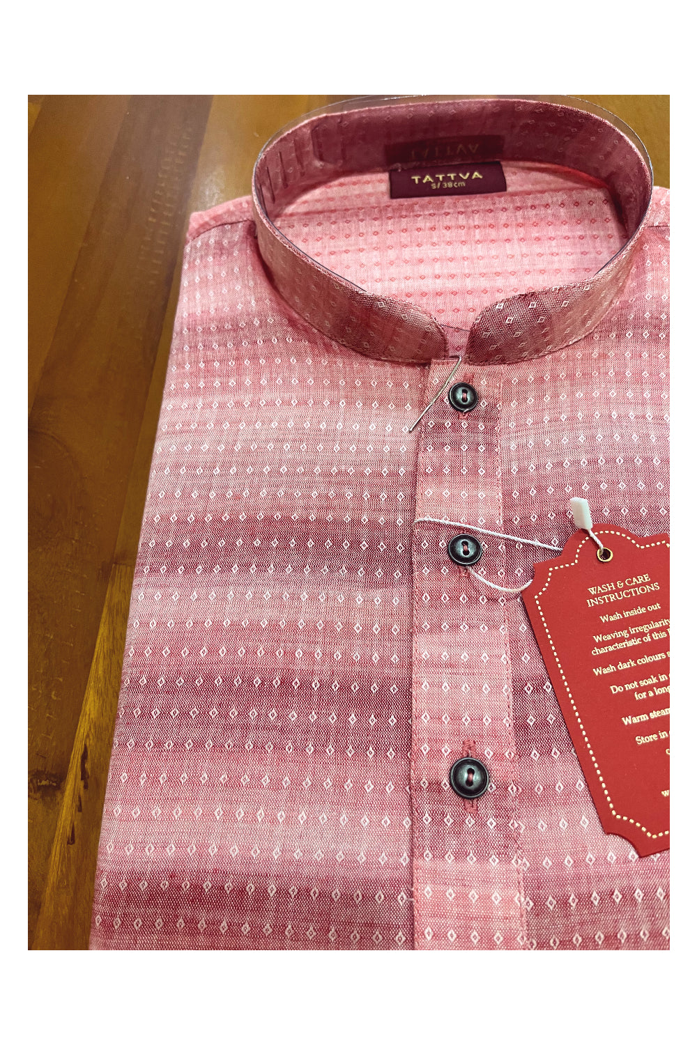 Southloom Pink Woven Designs Semi Silk Short Kurta for Men