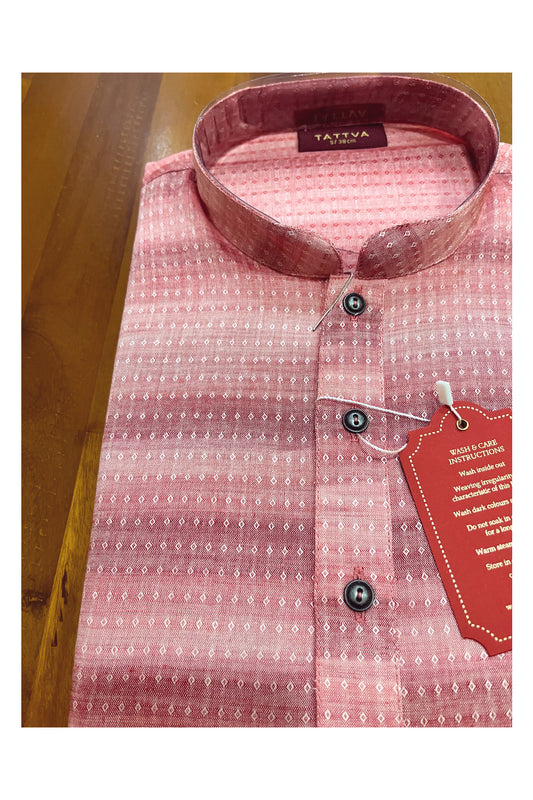 Southloom Pink Woven Designs Semi Silk Short Kurta for Men