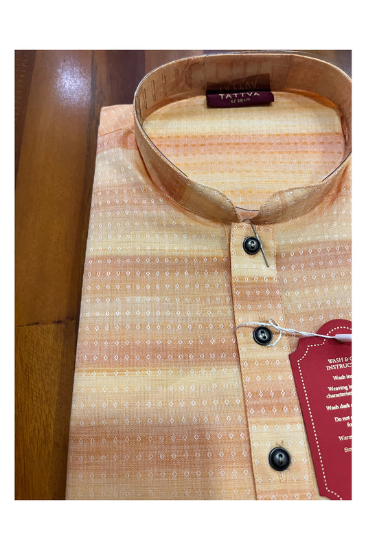 Southloom Light Orange Woven Designs Semi Silk Short Kurta for Men