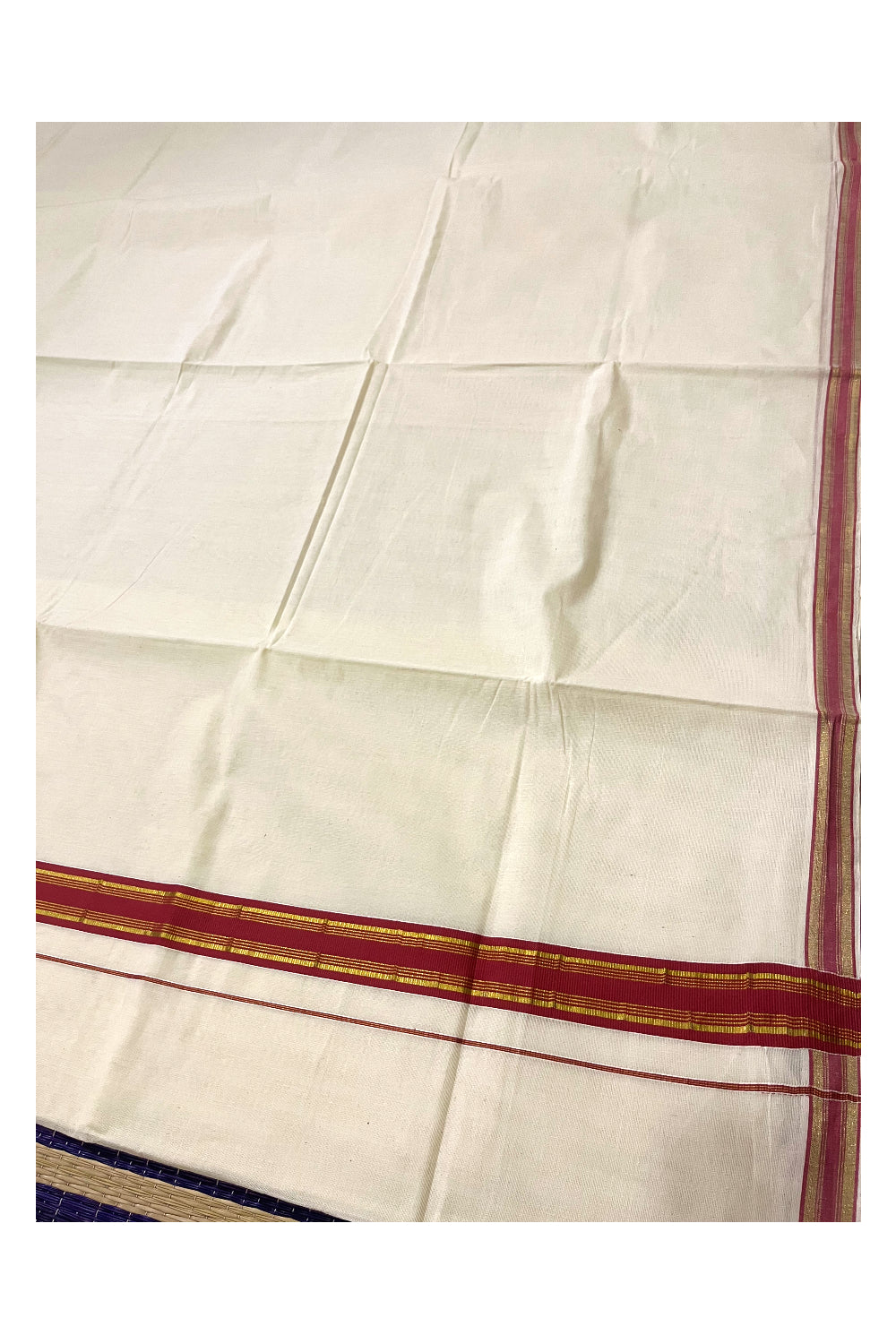 Kerala Pure Cotton Saree with Kasavu and Dark Orange Border (Onam Saree 2023)