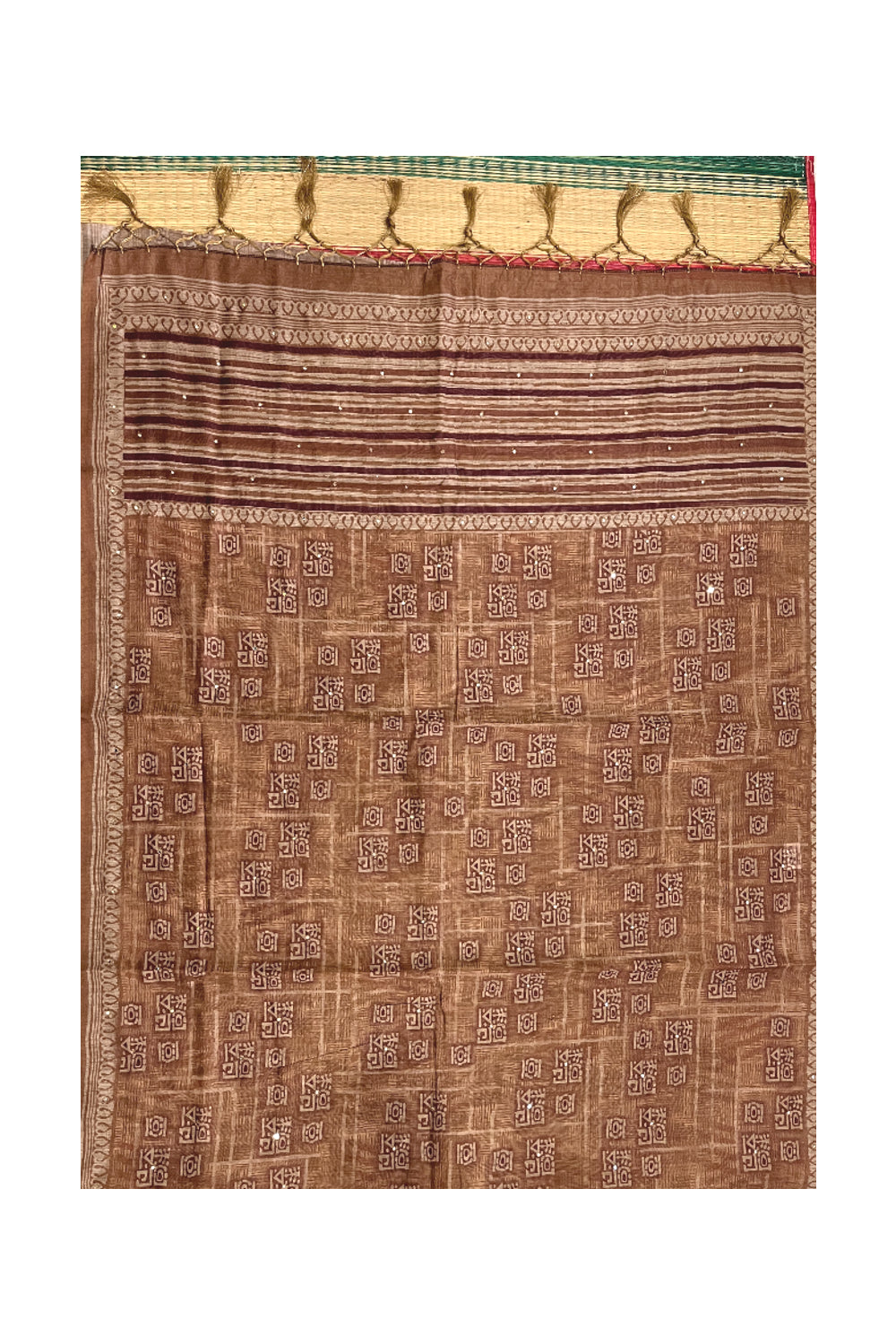 Southloom Art Silk Brown Saree with Designer Prints on Body