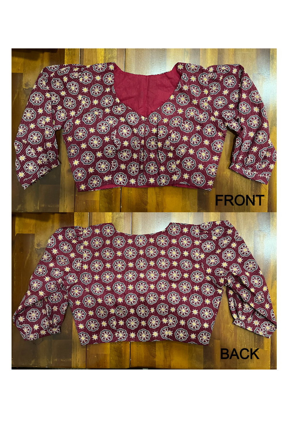 Southloom Maroon Rust Ajrakh Ready Made Blouse