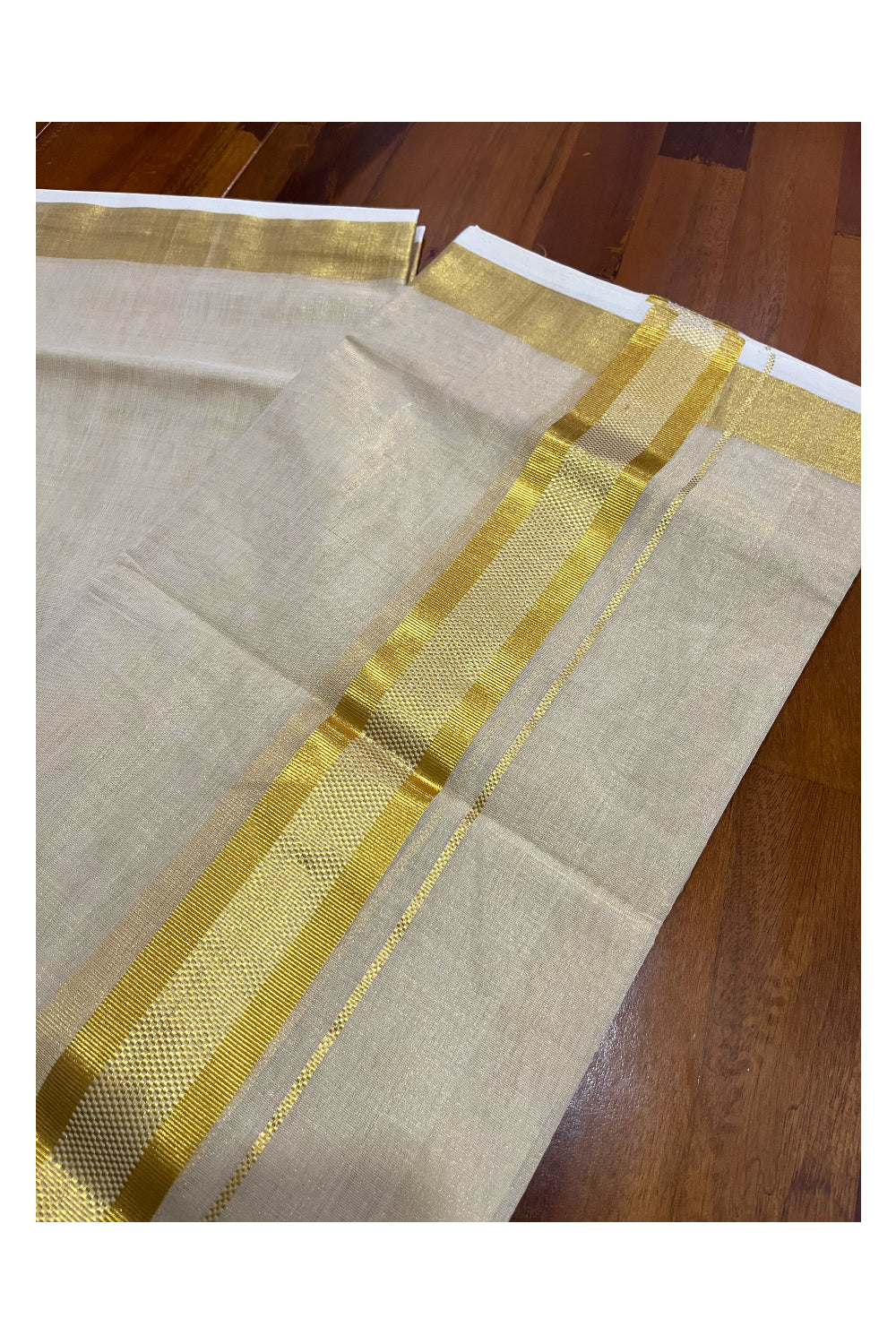 Southloom Premium Handloom Tissue Mundu with Kasavu Woven Border (Onam Mundu 2023)