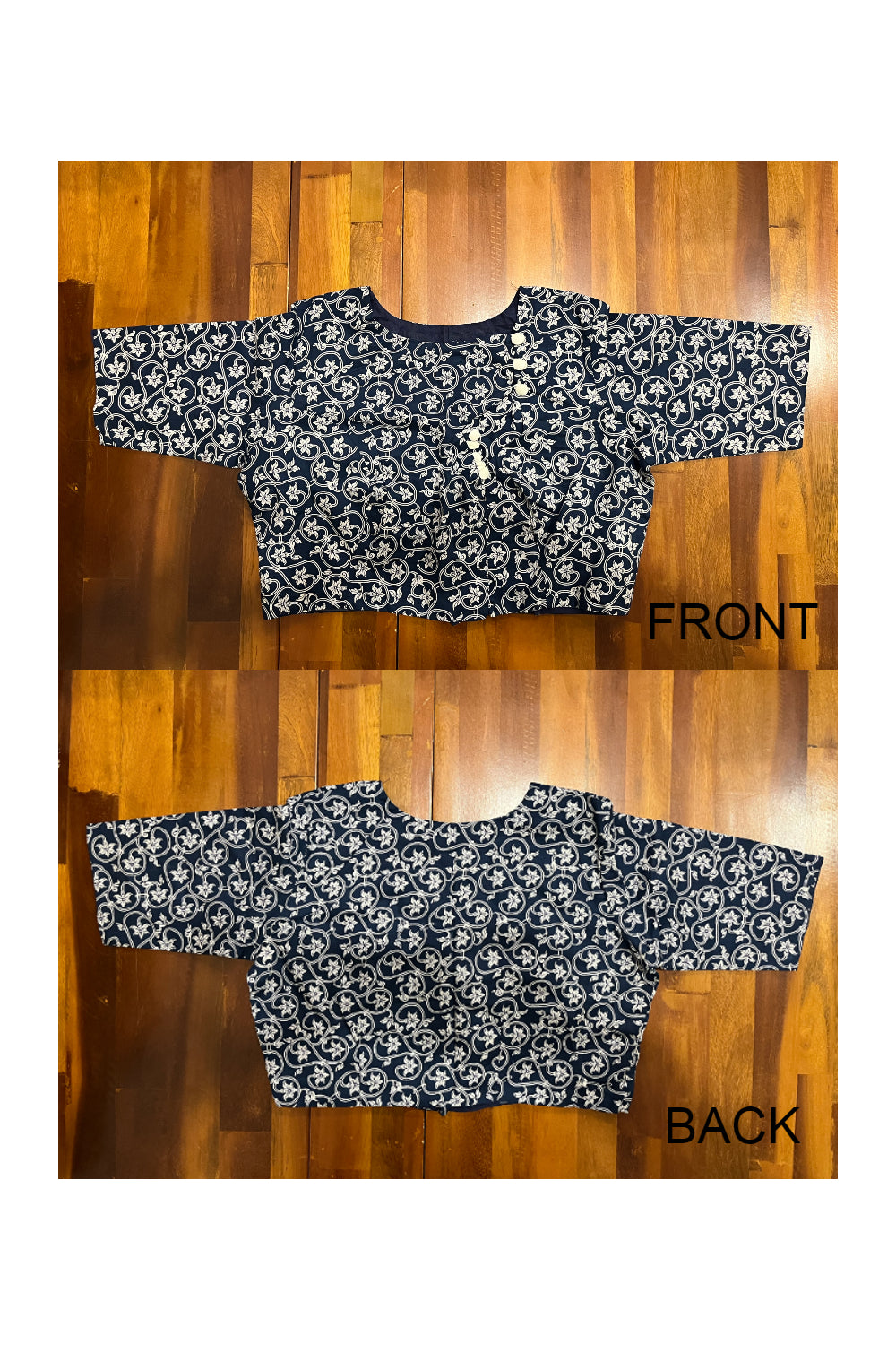 Southloom Indigo Blue Printed Ready Made Blouse