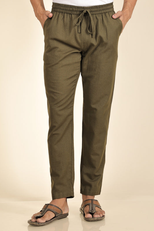 Southloom Cotton Solid Green Pants for Men