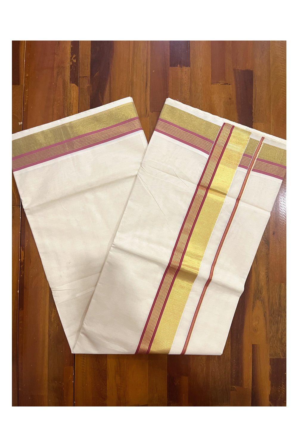 Kerala Pure Cotton Saree with Kasavu and Orange Border (Onam Saree 2023)