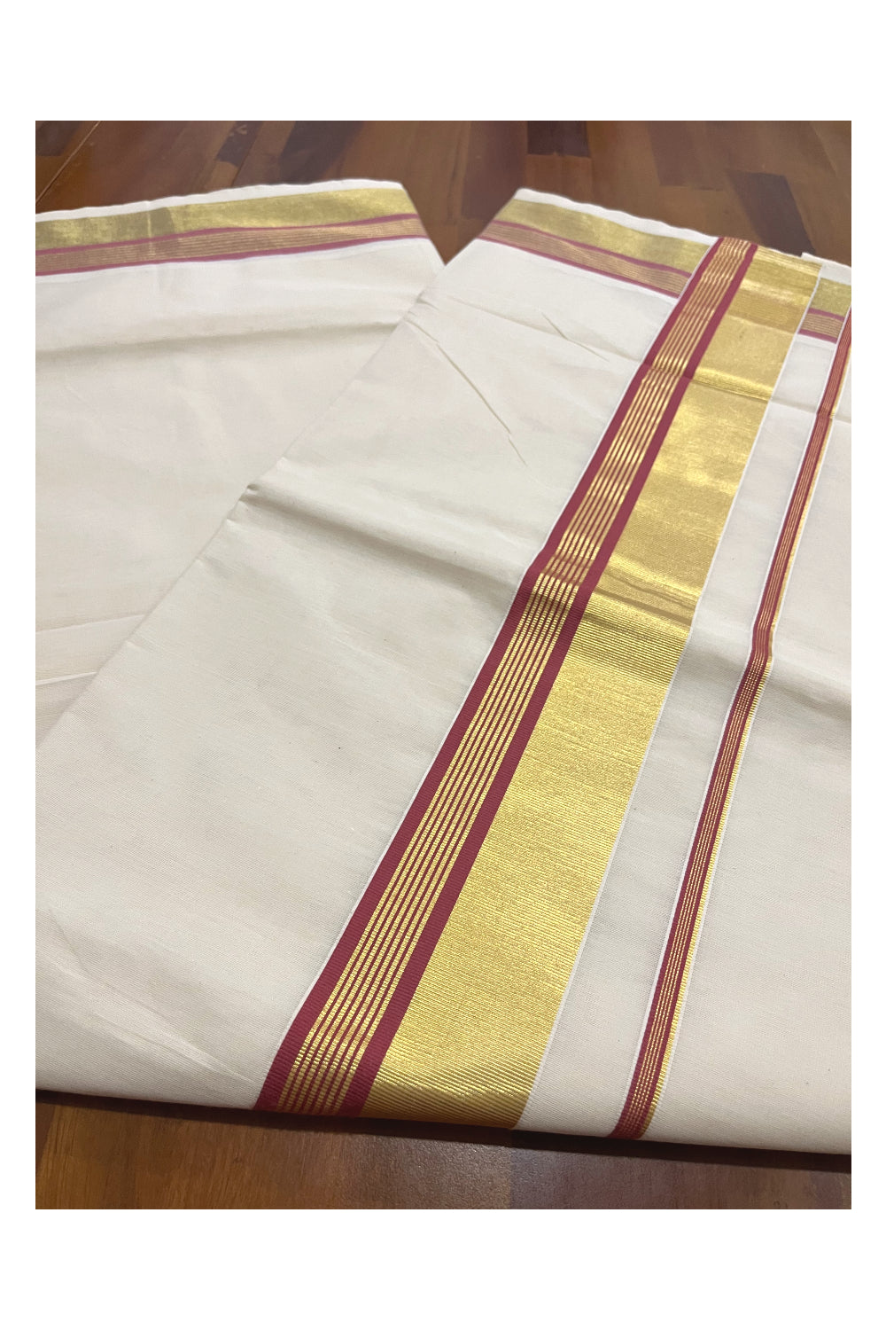 Kerala Pure Cotton Saree with Kasavu and Orange Border (Onam Saree 2023)