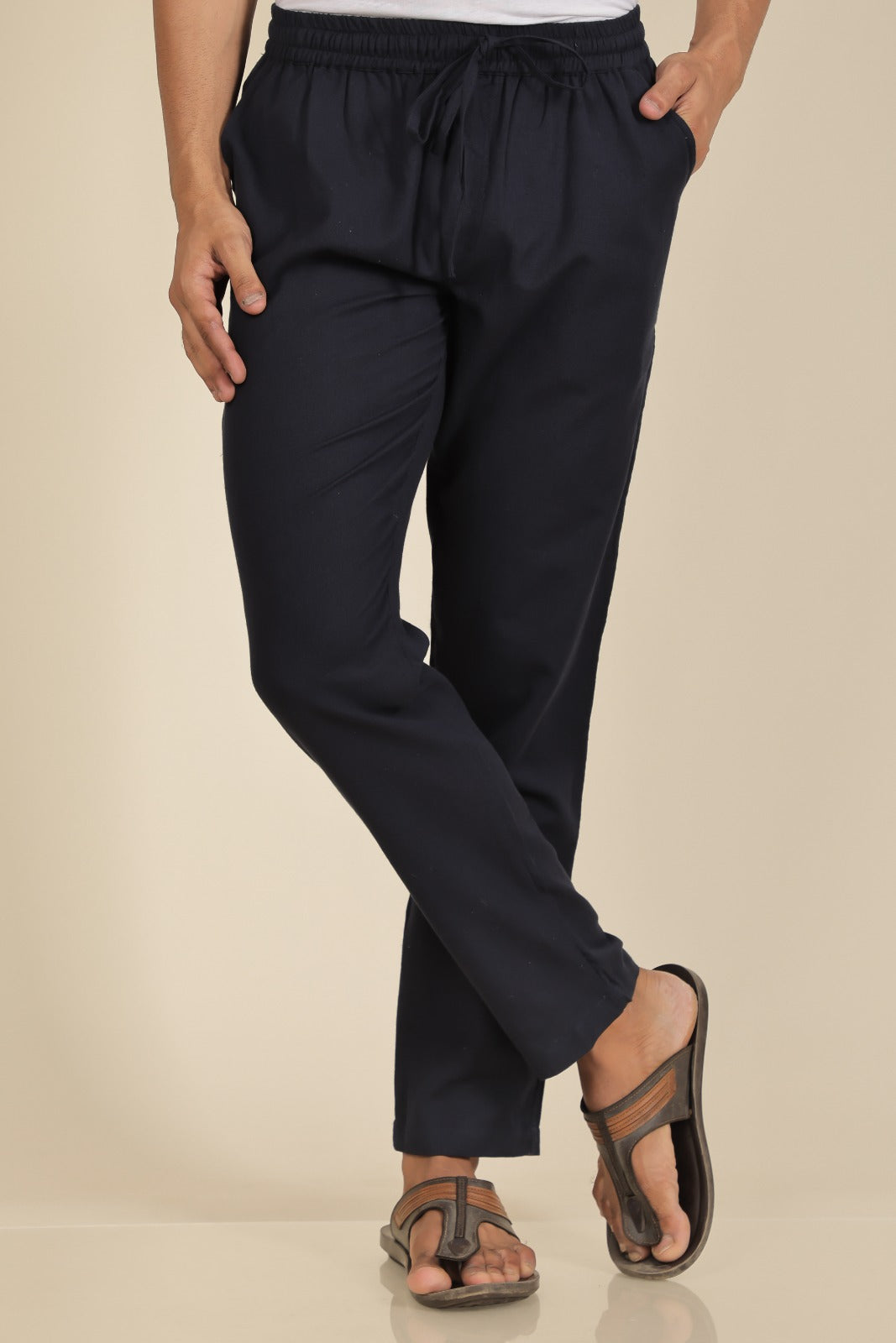 Southloom Jaipur Cotton Solid Black Pants for Men